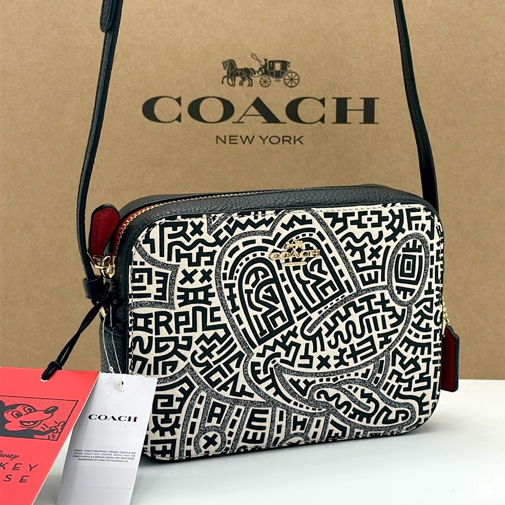 COACH Disney Mickey Mouse x Keith Haring Mini Leather Camera Bag - Picture 4 of 16